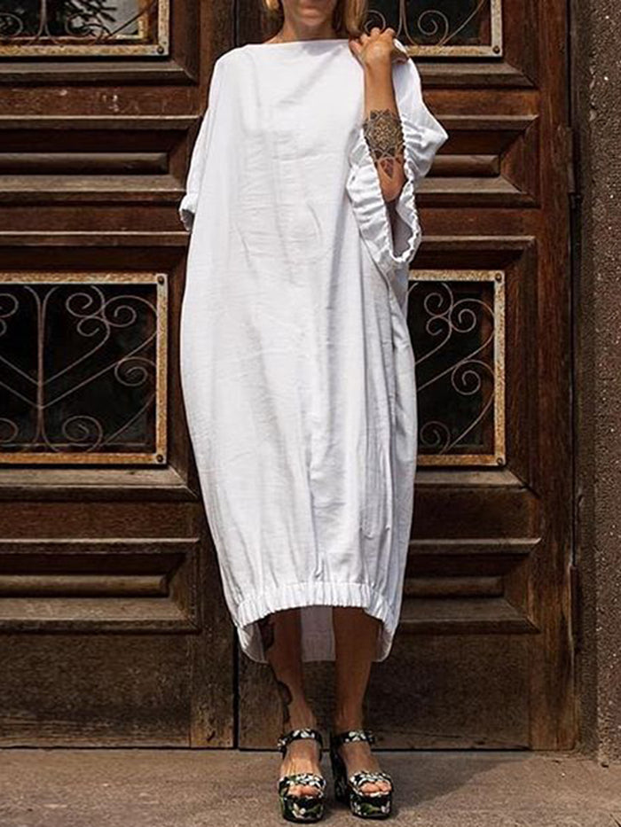 Fashion  Pleated Cuff Casual Dress