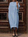 Fashion  Pleated Cuff Casual Dress