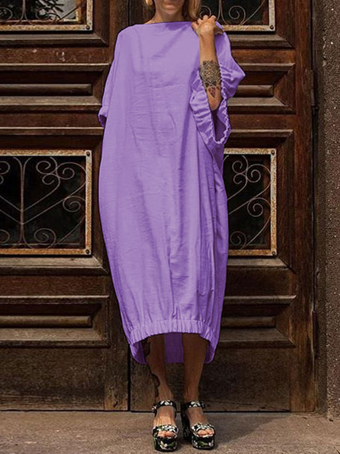 Fashion  Pleated Cuff Casual Dress