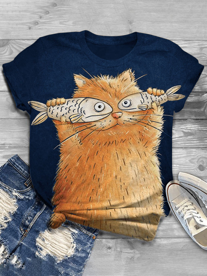 Fashion Printed Short Sleeve Casual T-shirt