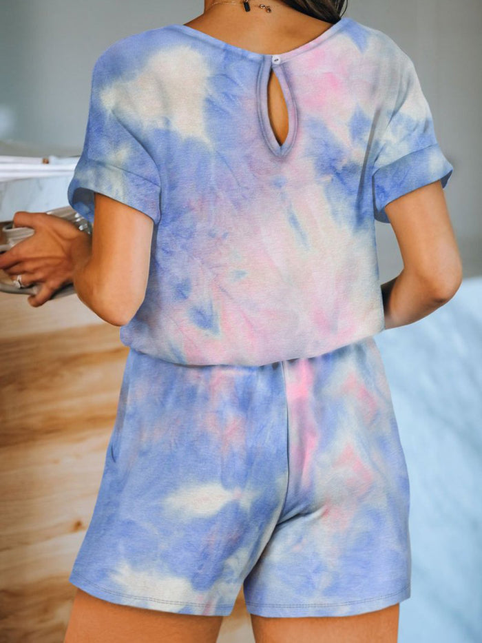 Fashion Round Neck Tie-dye Casual Suit