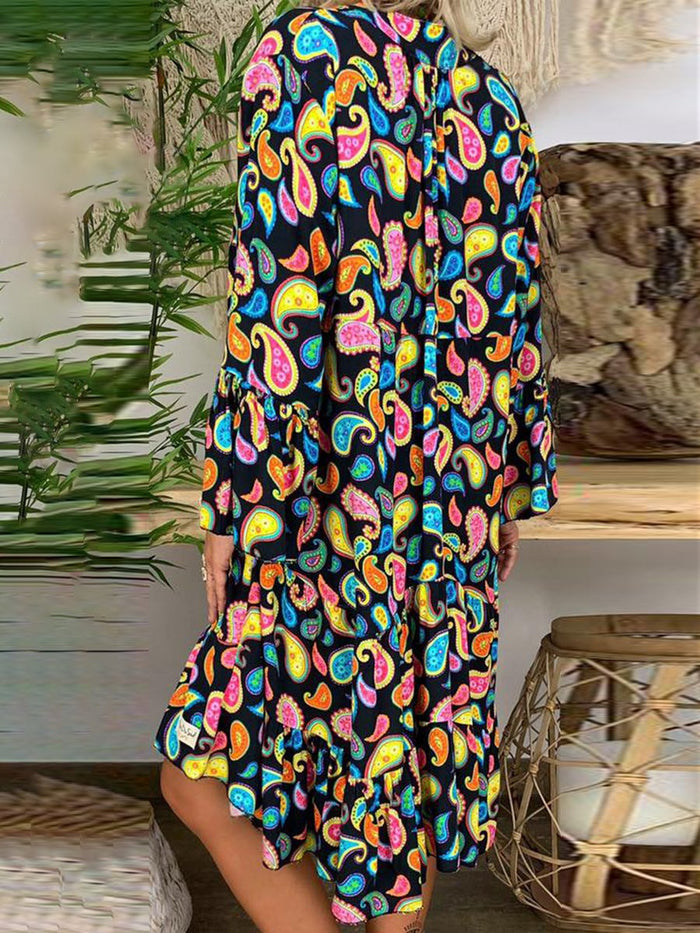 Fashion Shirt Button Print Dress