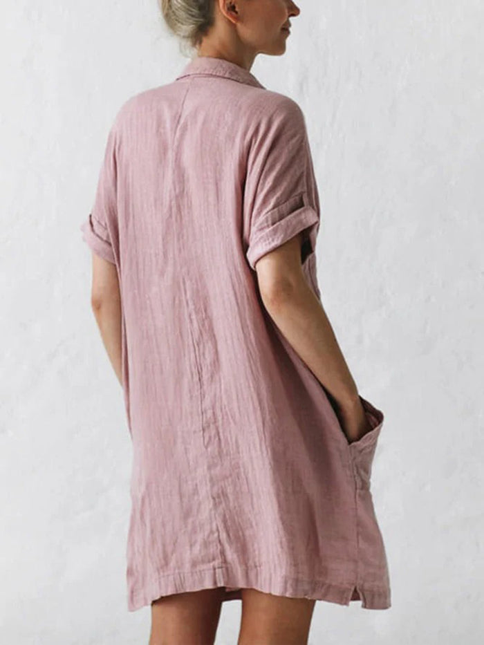 Fashion Shirt Collar Button Dress