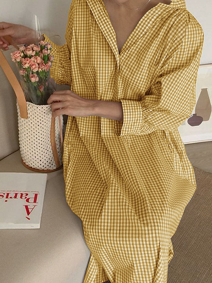 Fashion Striped Printed Casual Shirt Dress