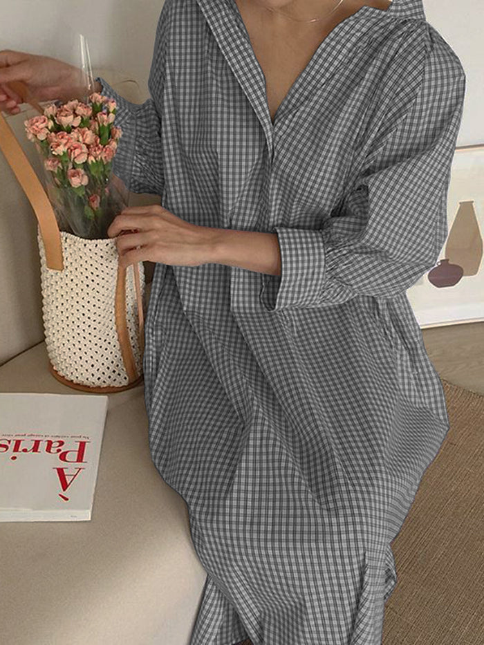 Fashion Striped Printed Casual Shirt Dress