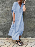 Fashion V-neck Solid Color Dress