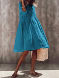 Fashion Wild Solid Color 3/4 Sleeve Casual Dress