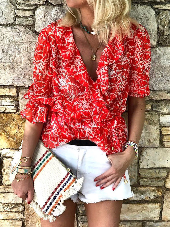 Fashionable Bohemian Printed Long-sleeved T-shirt