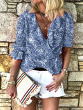 Fashionable Bohemian Printed Long-sleeved T-shirt