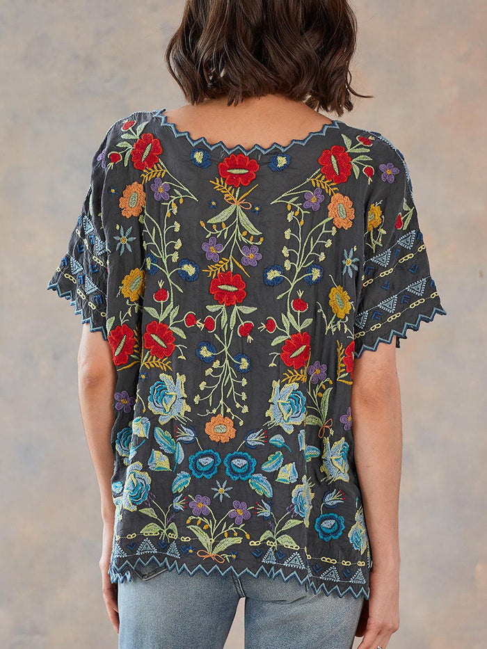 Fashionable Bohemian Printed Short-sleeved Round Neck T-shirt