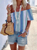 Fashionable Bohemian Striped Printed Collar Shirt