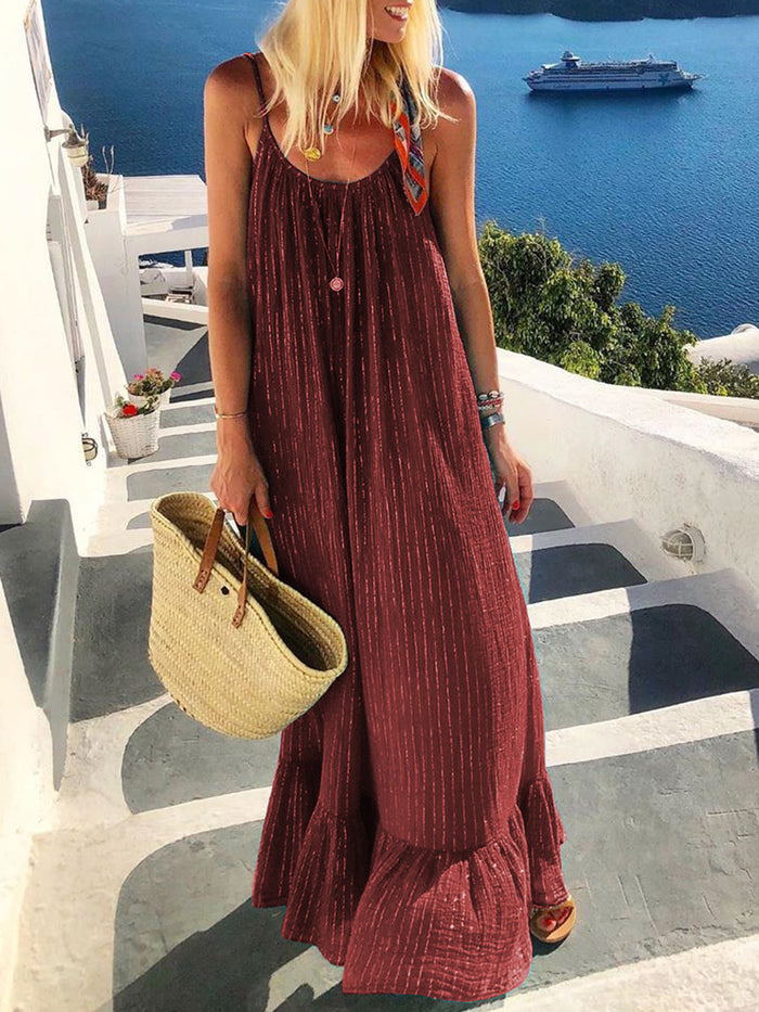 Fashionable Casual Bohemian Solid Color Dress