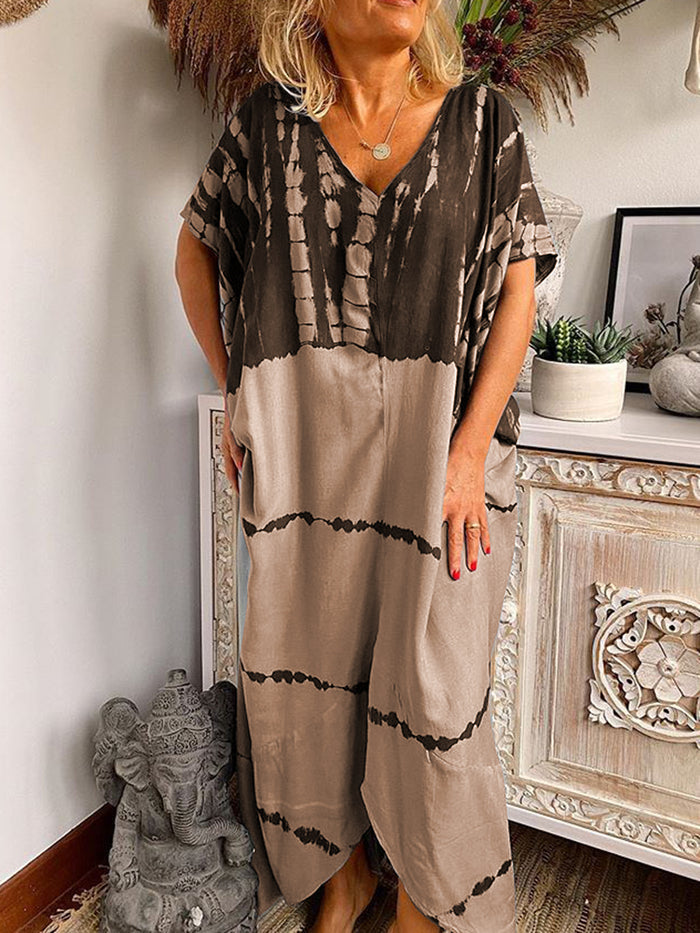 Fashionable Casual Bohemian Tie-dye Print Dress