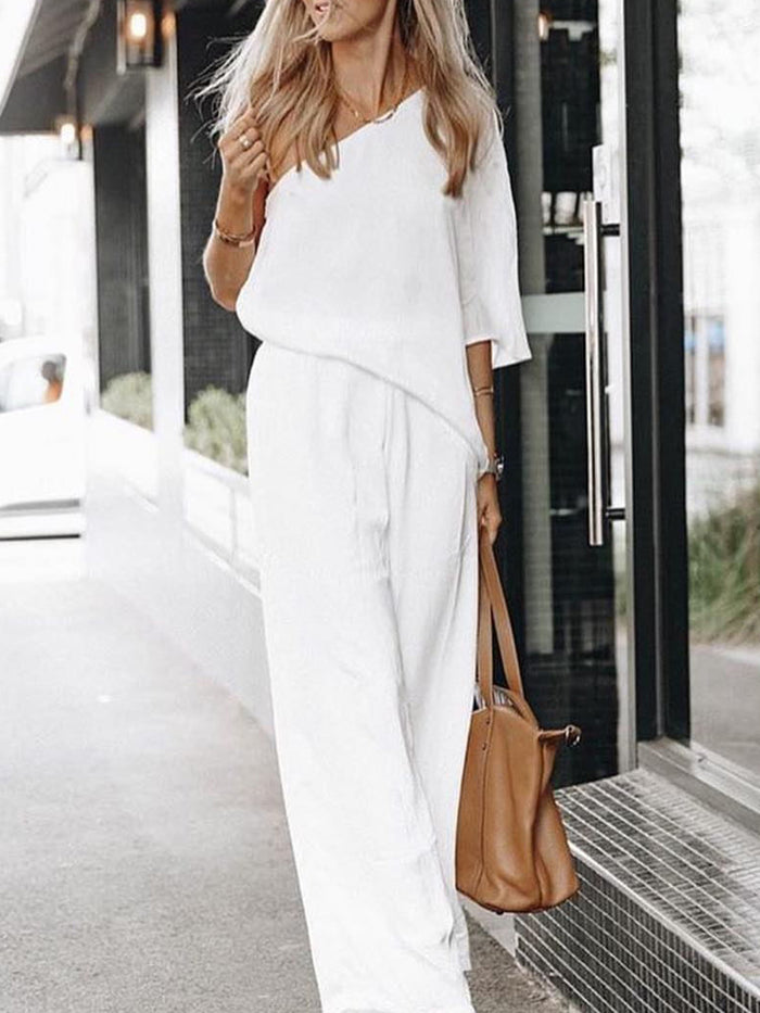 Fashionable Casual Loose Top Pants Suit