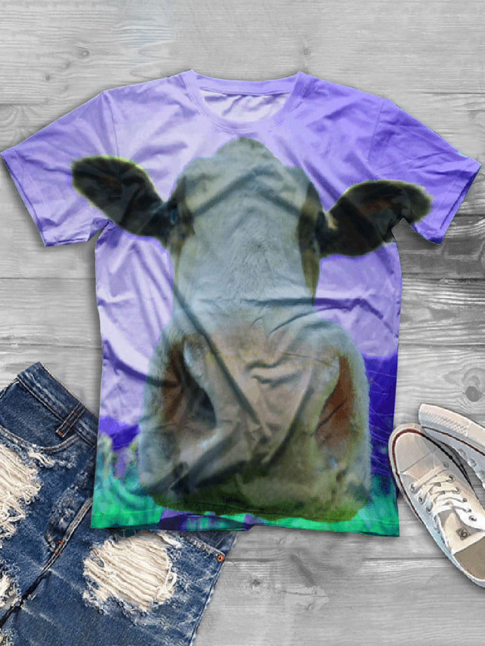 Fashionable Creative Bull Head Print Short Sleeve Casual T-shirt