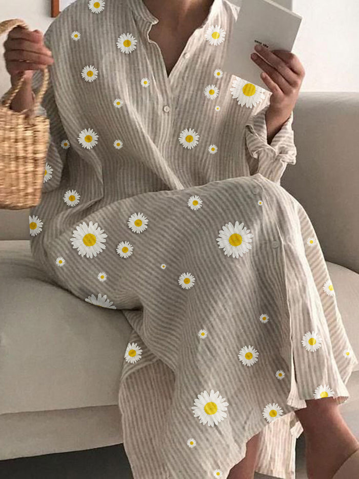 Fashionable Daisy Print Casual Wild Dress