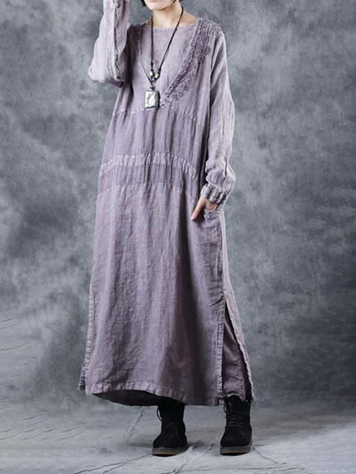 Fashionable Personality Solid Color Long Sleeve Dress