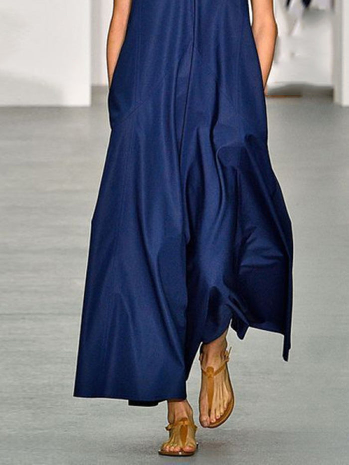 Fashionable Simple V-Neck Maxi Dress