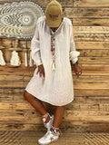 Fashionable Solid Color Puffy Sleeve Dress