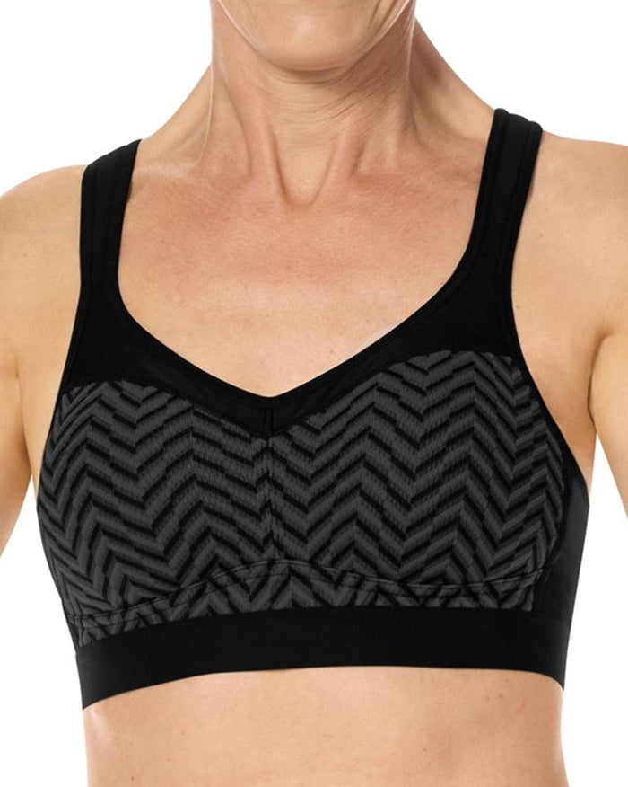 Final Sale Clearance Amoena Jolie Wire-Free Sports Bra - Black / Grey