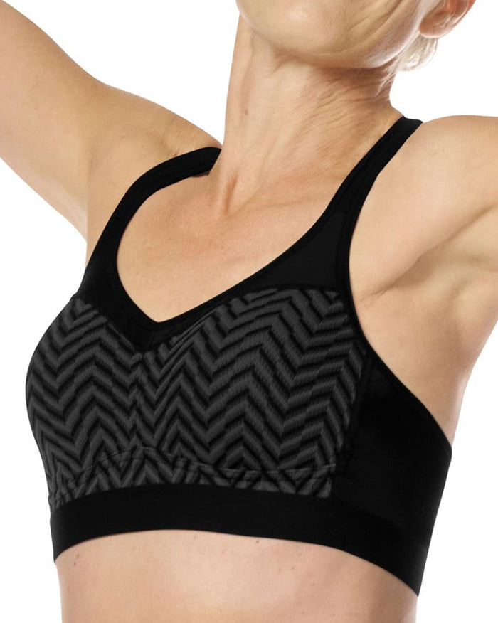 Final Sale Clearance Amoena Jolie Wire-Free Sports Bra - Black / Grey