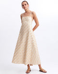 Greek Archaic Kori Flakes Strappy Criss Cross Back Dress - White and Gold with Champagne - Simply Beach UK