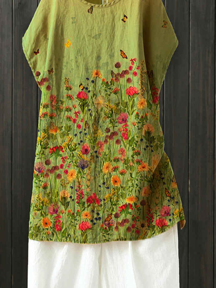 Flower Short Sleeve Casual Floral Shirts & Tops