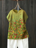 Flower Short Sleeve Casual Floral Shirts & Tops