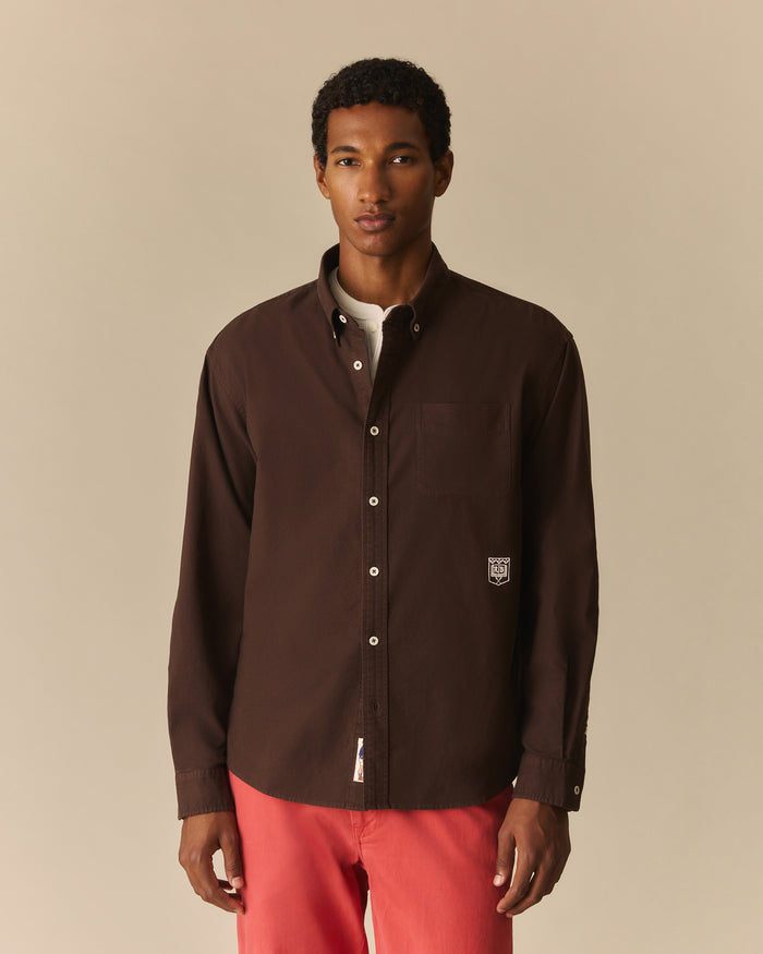 Franklin Relaxed Garment Dyed Oxford Shirt Dark Brown Dark Brown / XL