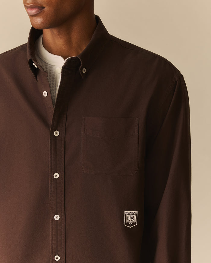 Franklin Relaxed Garment Dyed Oxford Shirt Dark Brown Dark Brown / XL