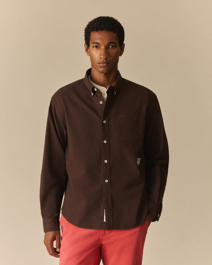 Franklin Relaxed Garment Dyed Oxford Shirt Dark Brown Dark Brown / XL