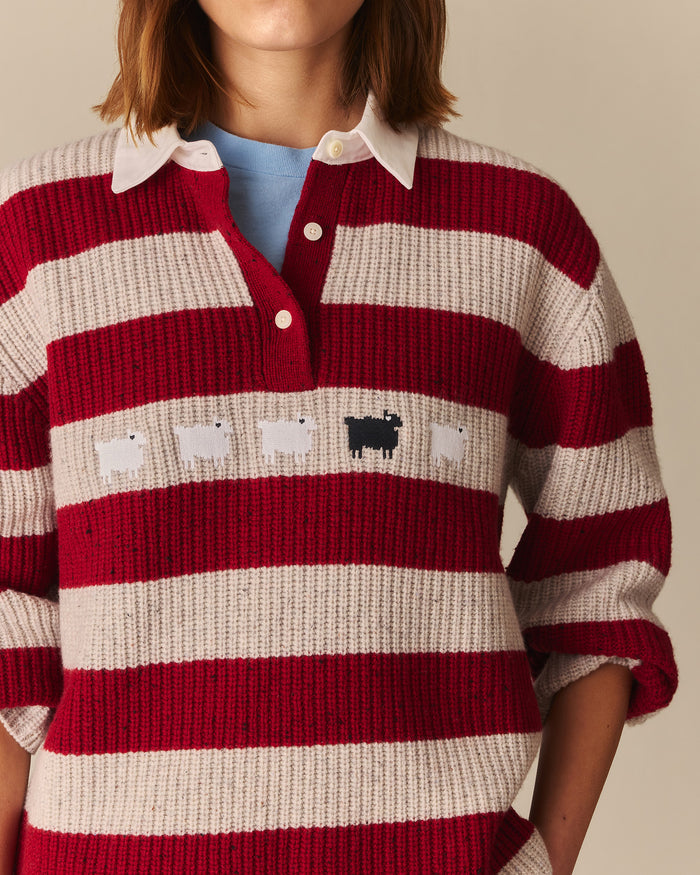 Gigi Wool Sheep Striped Rugby Multi-Color Multi-Color / XL