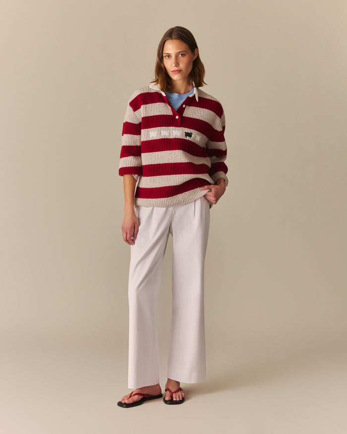 Gigi Wool Sheep Striped Rugby Multi-Color Multi-Color / XL