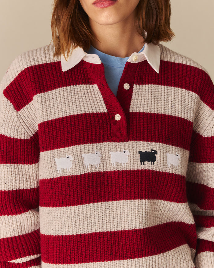 Gigi Wool Sheep Striped Rugby Multi-Color Multi-Color / XL