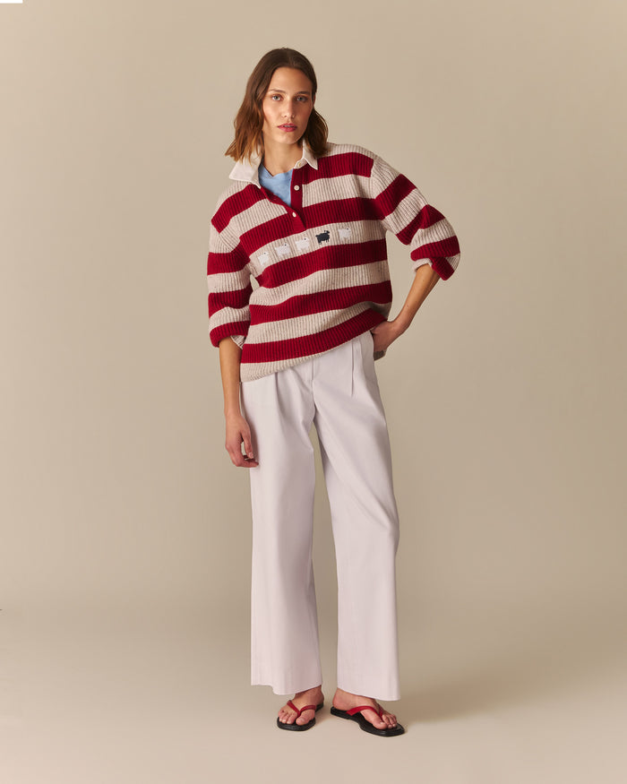 Gigi Wool Sheep Striped Rugby Multi-Color Multi-Color / XL