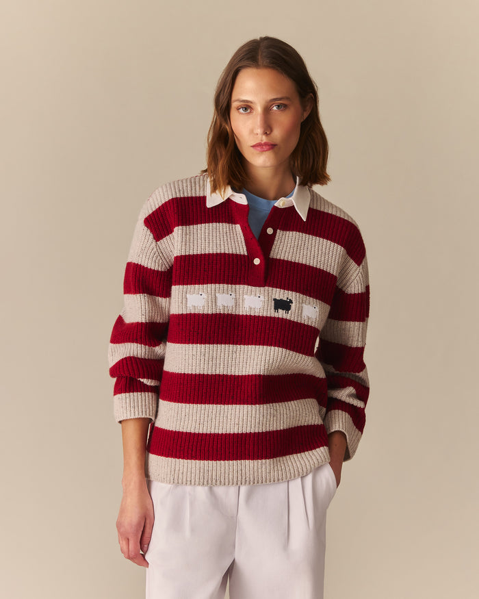 Gigi Wool Sheep Striped Rugby Multi-Color Multi-Color / XL