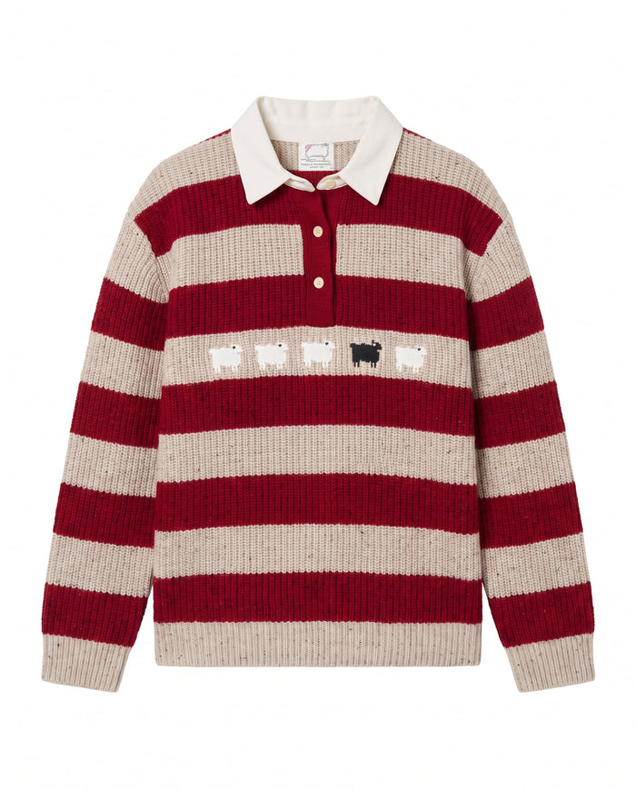 Gigi Wool Sheep Striped Rugby Multi-Color Multi-Color / XL