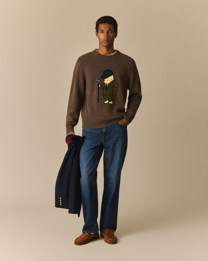Golf Pooh Cashmere Sweater Dark Brown Dark Brown / XL