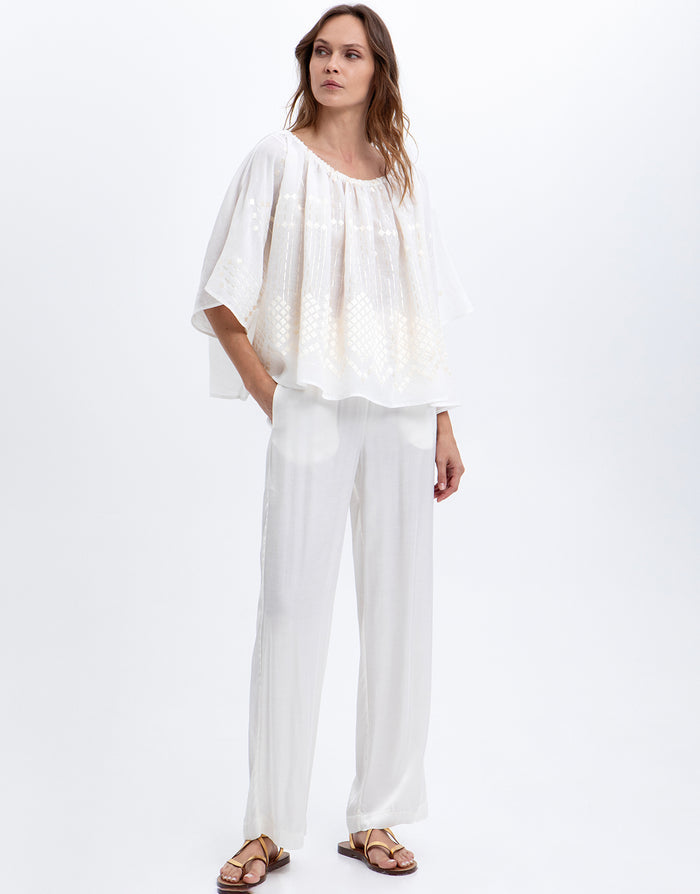 Greek Archaic Kori Grape Top - White and Champagne - Simply Beach UK