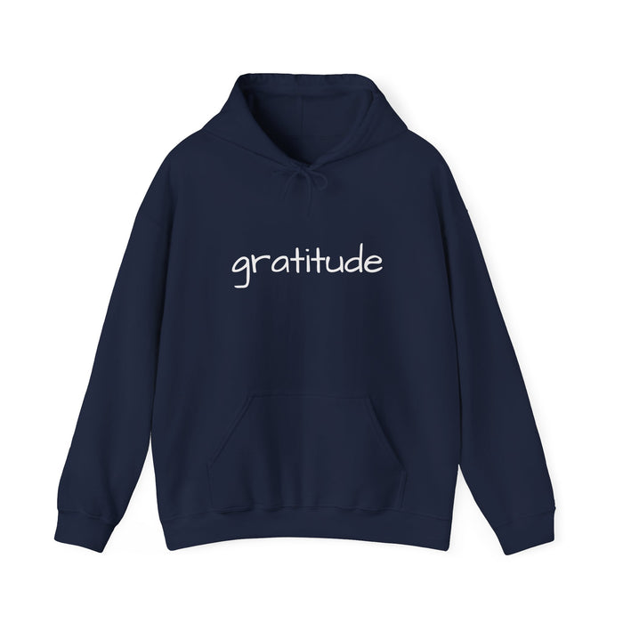 Gratitude Minimalist Hoodie — Subtle Embroidered Text Pullover