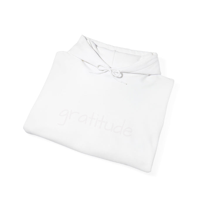 Gratitude Minimalist Hoodie — Subtle Embroidered Text Pullover