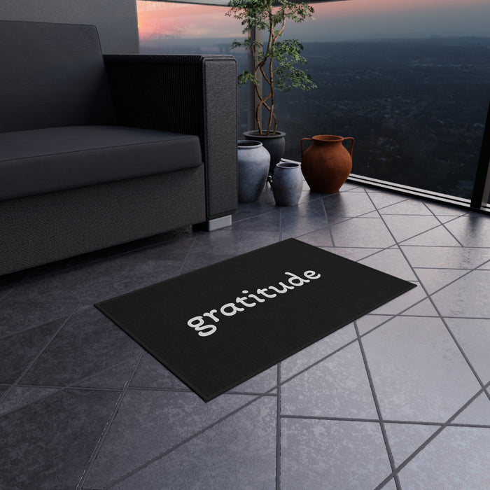 Gratitude Outdoor Rug — Simple Script Doormat for Porch & Patio