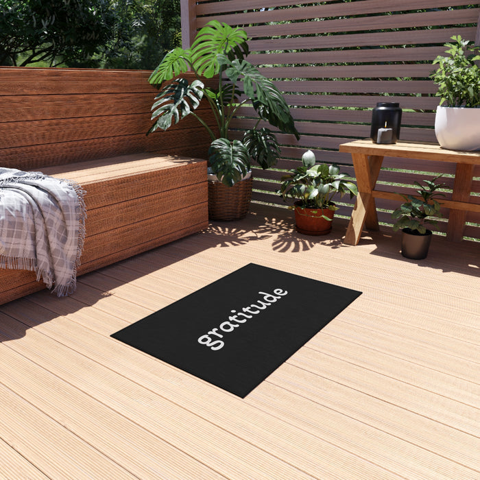 Gratitude Outdoor Rug — Simple Script Doormat for Porch & Patio