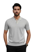 Grey Knitted Polo Shirt