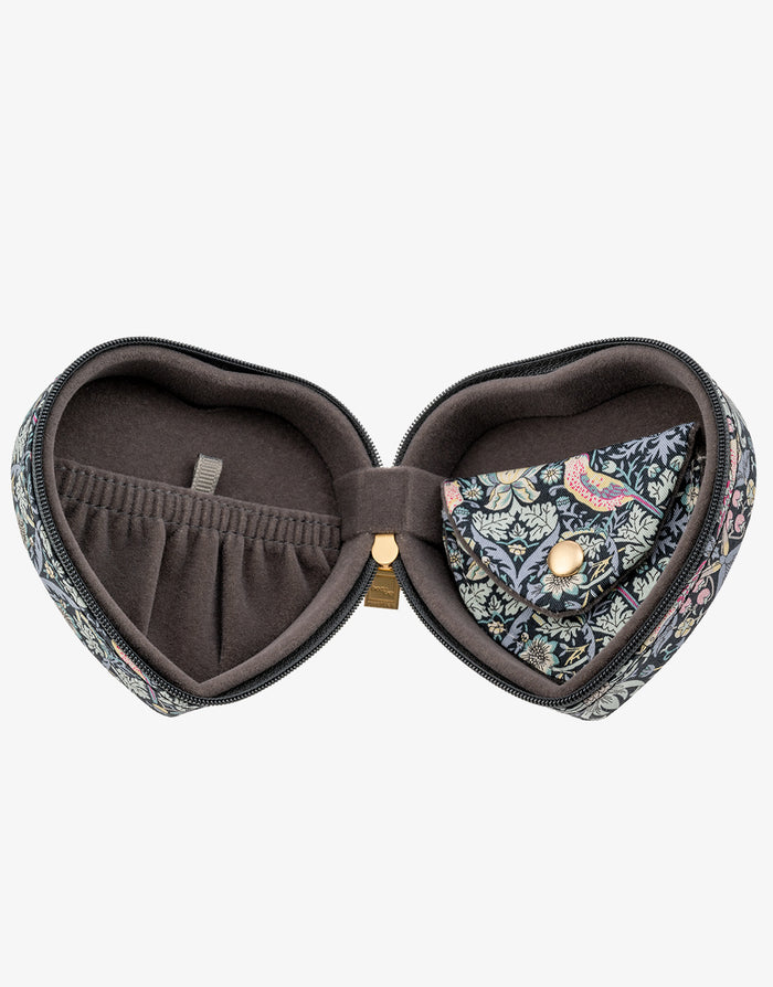 Emilia Heart Jewellery Box - Liberty Strawberry Thief - Simply Beach UK