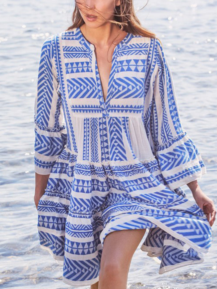 Holiday Bohemian Character Print Dress