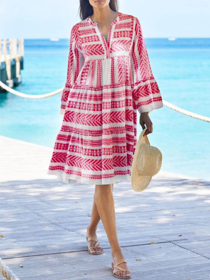 Holiday Bohemian Character Print Dress