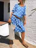 Holiday Casual Polka Dot Round Neck Dress