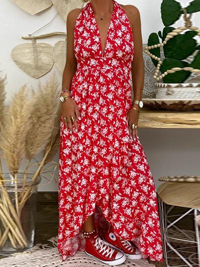 Holiday Fashion Halter Print Dress