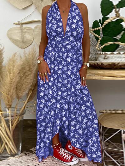 Holiday Fashion Halter Print Dress